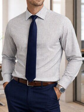 Stafford Dress Shirt Mens 16  34-35 Blue Green Easy Care Broadcloth Long Sleeve